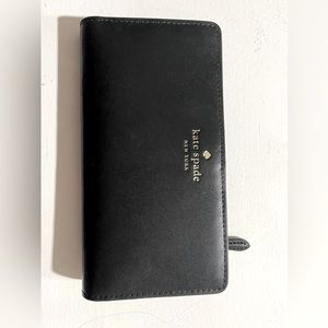 Kate Spade zip button close wallet NEW with tags black, gold hardware/details